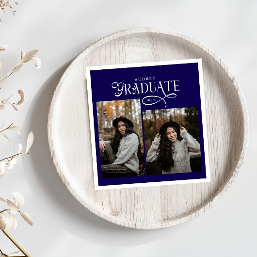 Modern Typography Graduate Photo Graduation スタンダードカクテルナプキン