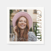 Modern Typography Graduate Photo Graduation  スタンダードカクテルナプキン (正面)