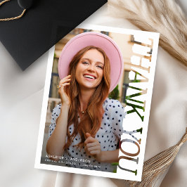 Modern Typography Graduate Photo Thank You サンキューカード