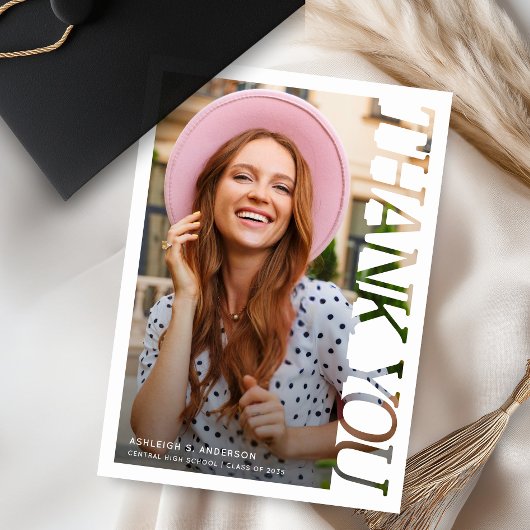 Modern Typography Graduate Photo Thank You サンキューカード