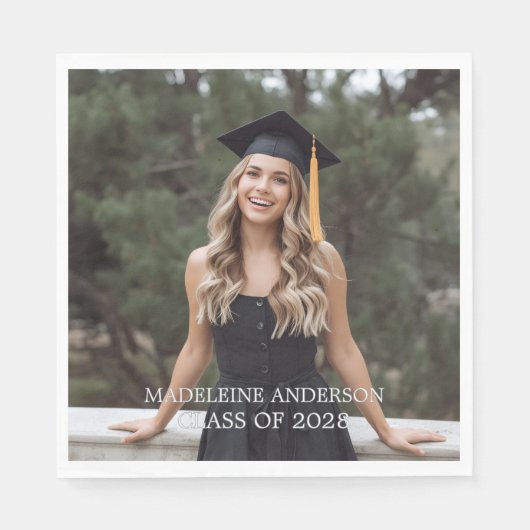 Modern Typography Graduation Photo  スタンダードランチョンナプキン (正面)