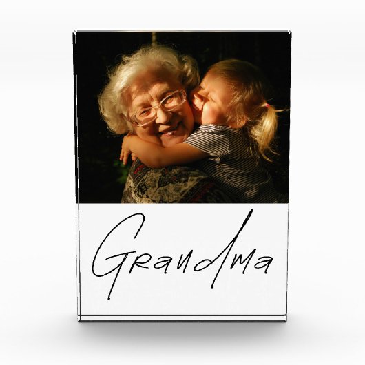 Modern Typography Grandma Custom Photo Gift フォトブロック (正面)