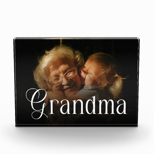 Modern Typography Grandma Custom Photo Gift フォトブロック (正面)