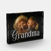 Modern Typography Grandma Custom Photo Gift フォトブロック (左)