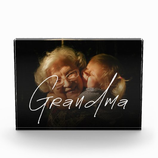 Modern Typography Grandma Custom Photo Gift フォトブロック (正面)