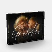 Modern Typography Grandma Custom Photo Gift フォトブロック (左)