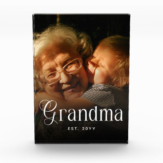 Modern Typography Grandma Custom Photo Gift フォトブロック (正面)