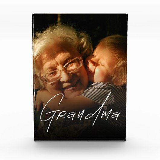 Modern Typography Grandma Custom Photo Gift フォトブロック (正面)