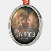 Modern Typography Grandma Custom Photo Gift メタルオーナメント (左)