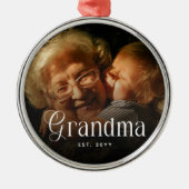 Modern Typography Grandma Custom Photo Gift メタルオーナメント (正面)