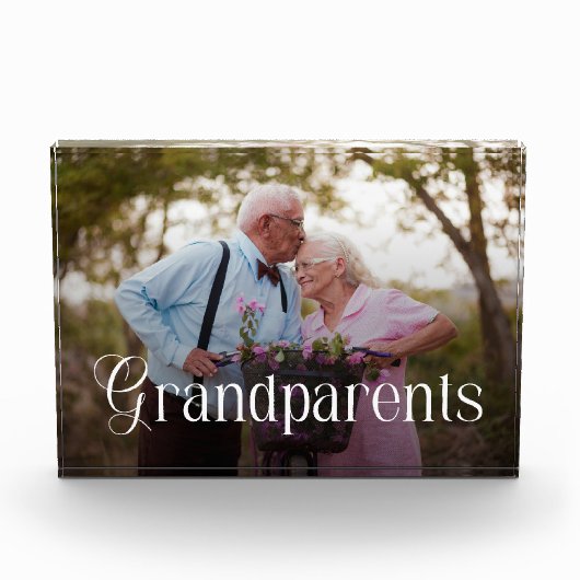Modern Typography Grandparents Custom Photo Gift フォトブロック (正面)