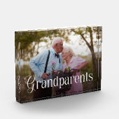 Modern Typography Grandparents Custom Photo Gift フォトブロック (左)