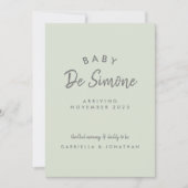 Modern Typography Green Pregnancy 案内状 (正面)