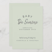 Modern Typography Green Pregnancy 案内状 (正面/裏面)