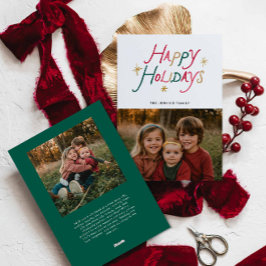 Modern Typography Happy Holidays Two Photo Card シーズンカード