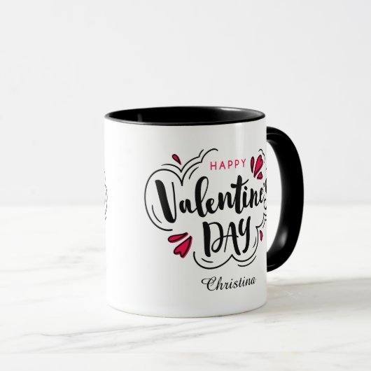 Modern Typography Happy Valentines Day  マグカップ (正面右)