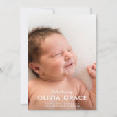 Modern Typography Introducing Baby Photo Birth  案内状 (正面)