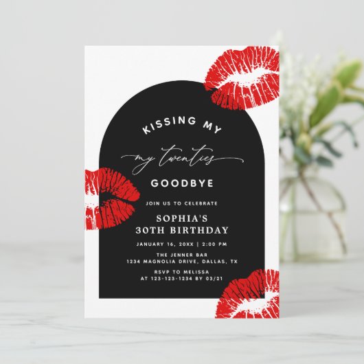 Modern Typography Kissing My Twenties Goodbye 招待状 (スタンド正面)