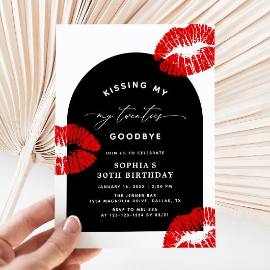 Modern Typography Kissing My Twenties Goodbye 招待状
