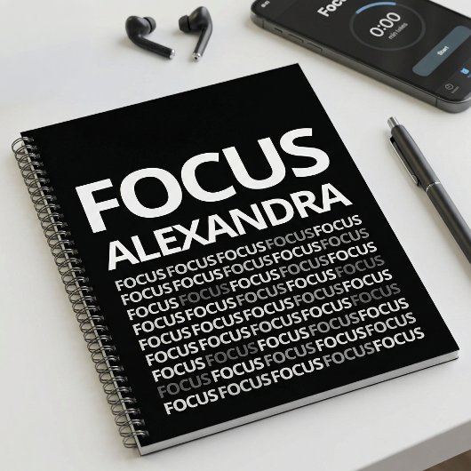 Modern Typography Mindset Journal Black White  ノートブック