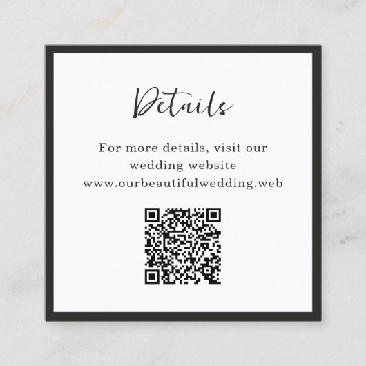 Modern Typography Minimalist QR Code Wedding エンクロージャーカード (正面)