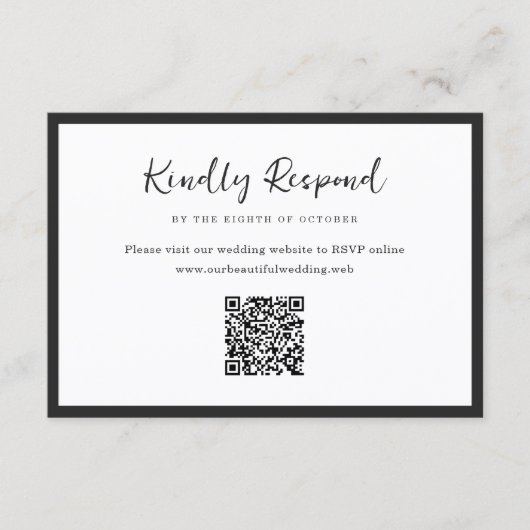 Modern Typography Minimalist QR Code Wedding 出欠カード (正面)