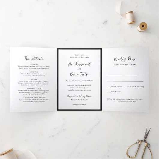 Modern Typography Minimalist Wedding 三つ折り招待状 (内部)
