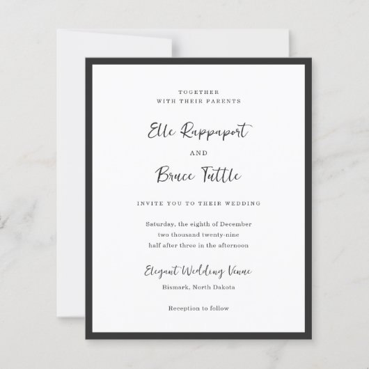 Modern Typography Minimalist Wedding Invitation (正面)