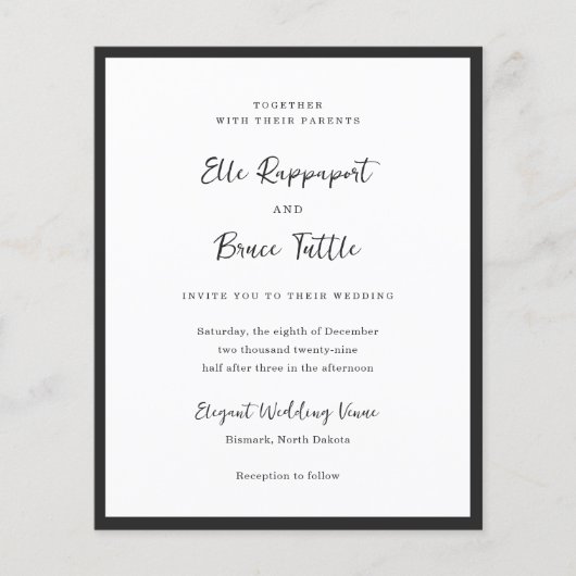 Modern Typography Minimalist Wedding Invitation チラシ (正面)