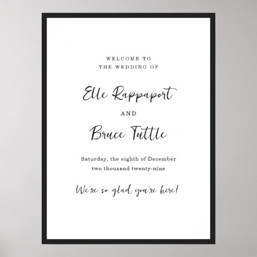 Modern Typography Minimalist Wedding Welcome Sign ポスター (正面)