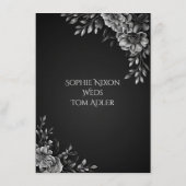 Modern Typography Monochrome Black White Florals  エンクロージャーカード (裏面)