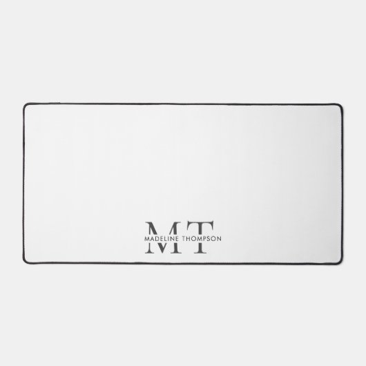 Modern Typography Monogram Black Grey デスクマット (正面)