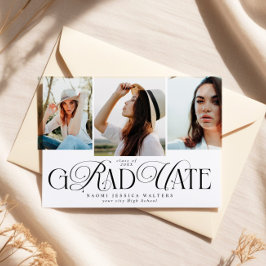 Modern Typography Multi Photo Elegant Graduation 招待状