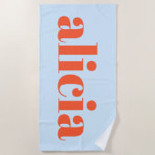 Modern Typography Personalized Name Blue Orange ビーチタオル (正面)