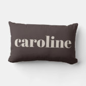 Modern Typography Personalized Name Earthy Brown ランバークッション (裏面)