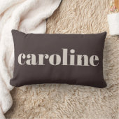 Modern Typography Personalized Name Earthy Brown ランバークッション (ブランケット)