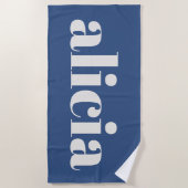 Modern Typography Personalized Name Summer Blue ビーチタオル (正面)