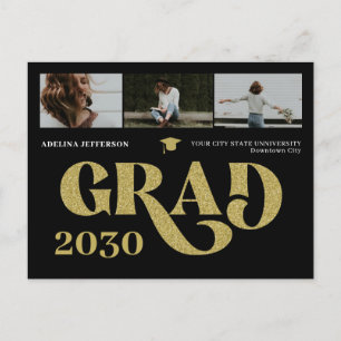 Modern typography photo collage graduation 案内ポストカード