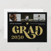 Modern typography photo collage graduation 案内ポストカード (正面/裏面)