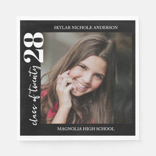 Modern Typography Photo Graduation スタンダードランチョンナプキン (正面)