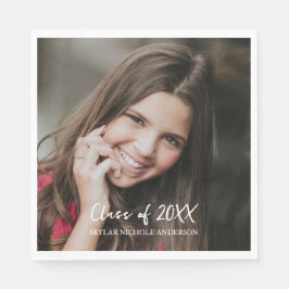 Modern Typography Photo Graduation スタンダードランチョンナプキン