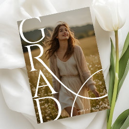 Modern Typography Photo Overlay Graduation Party 招待状