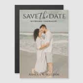 Modern Typography Photo Save the Date Magnet Card (正面/裏面)