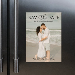 Modern Typography Photo Save the Date Magnet Card