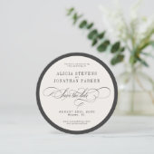 Modern typography photo wedding round circle セーブザデート (スタンド正面)