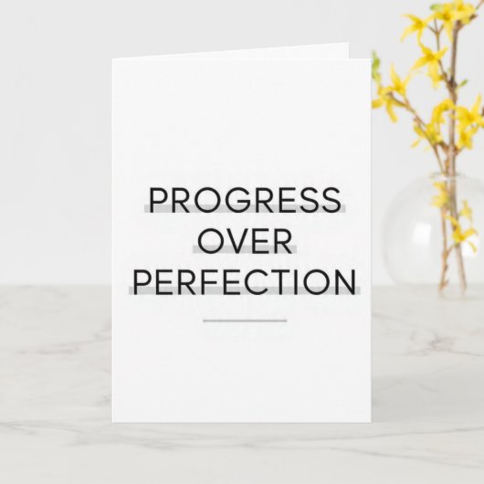 Modern typography progress over perfection text カード (黄色い花)