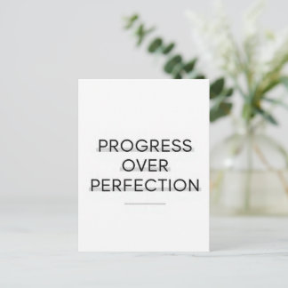 Modern typography progress over perfection text ポストカード