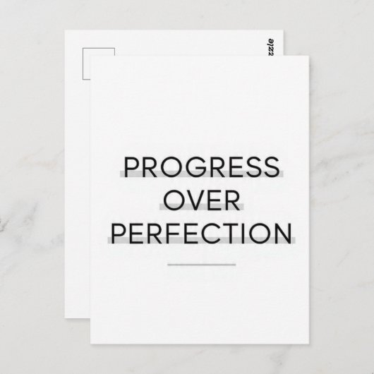 Modern typography progress over perfection text ポストカード (正面/裏面)