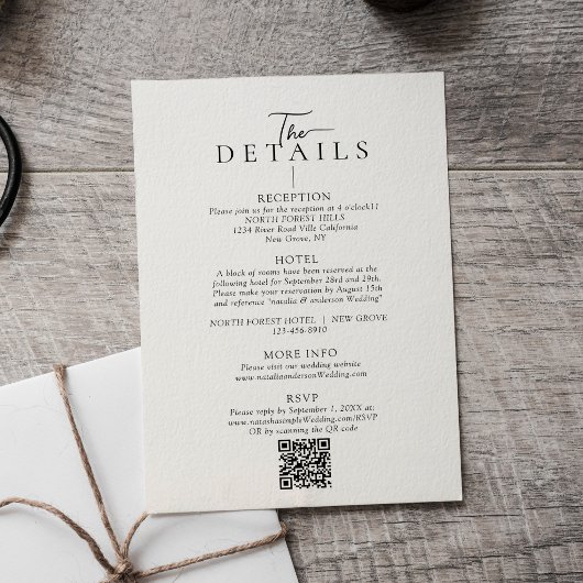 Modern Typography  Qr Code Wedding Details エンクロージャーカード