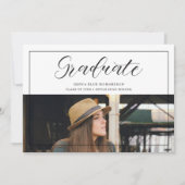 Modern Typography Script Photo Graduate Graduation 招待状 (正面)